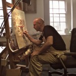 PJ Lynch painting the Revels Poster low res